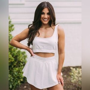 THESE THREE BOUTIQUE Cotton Skort Set- Cream